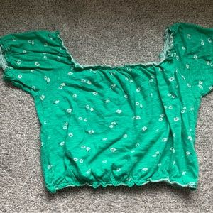 Large, light green ditsy top